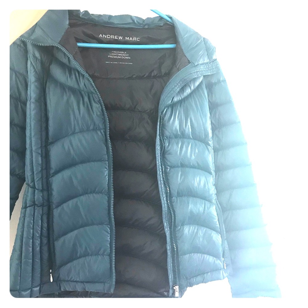 Andrew Marc packable lightweight blue coat